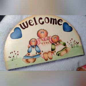 Vintage Creekside Craft Hand Painted "Welcome" Wood Plaque